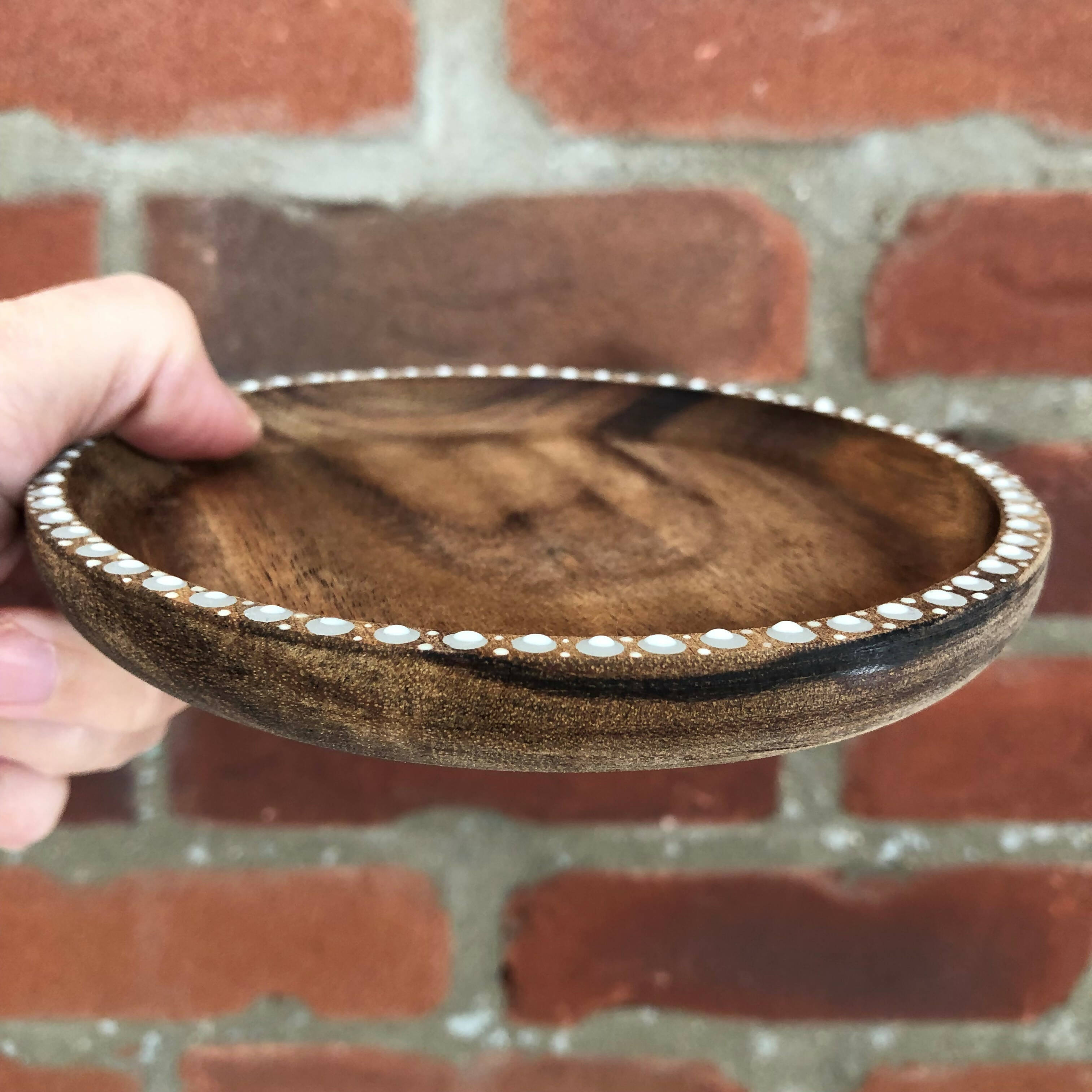 Hand painted wooden trinket tray