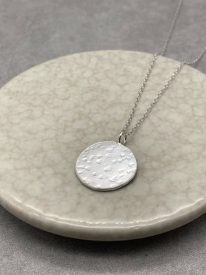 Full Moon hammered disc necklace