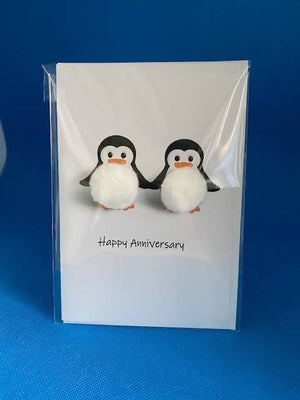 Happy Anniversary Penguins- Pom Pom greeting card