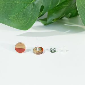 Round Wooden Brown Opaque Resin Studs