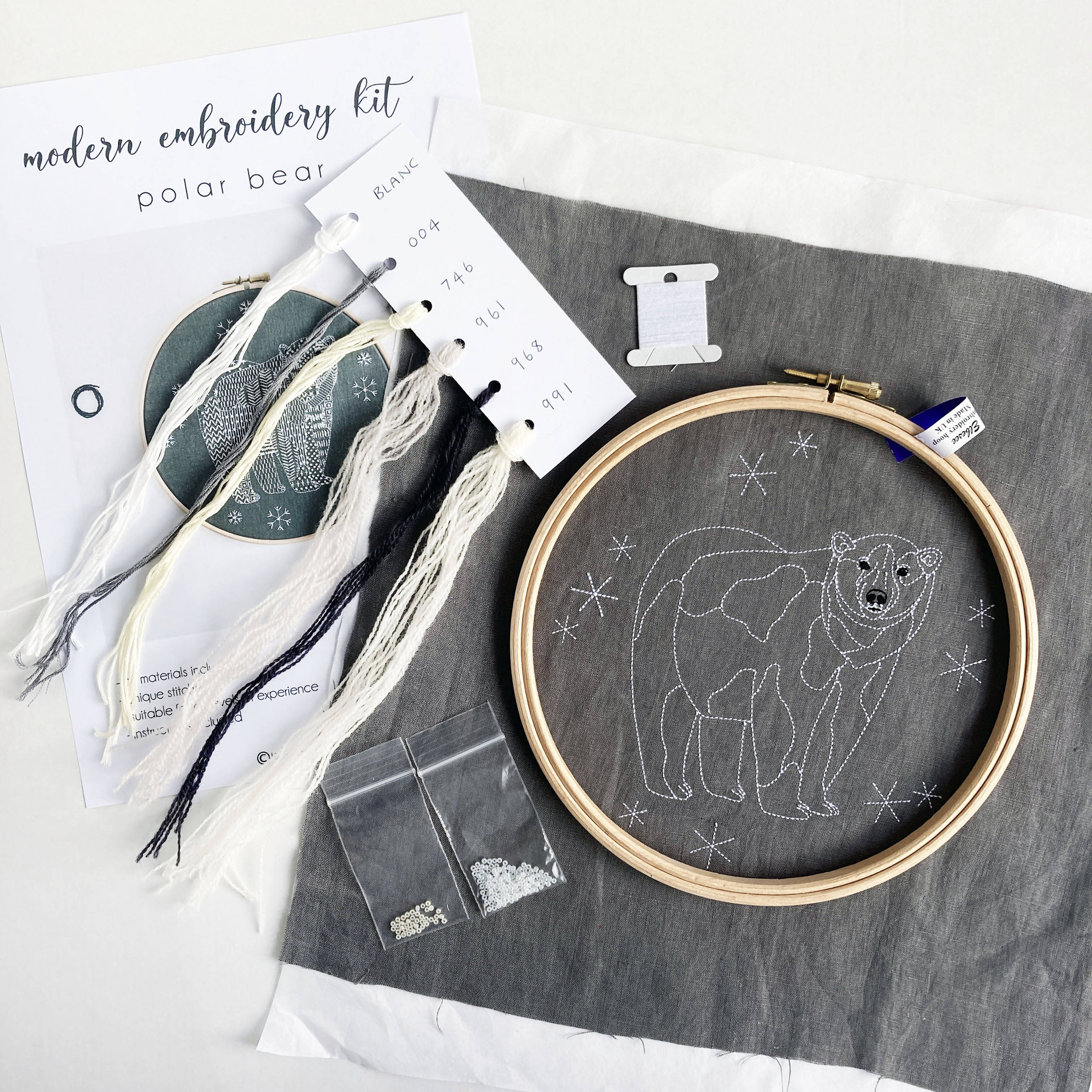 Polar Bear Modern Embroidery Kit