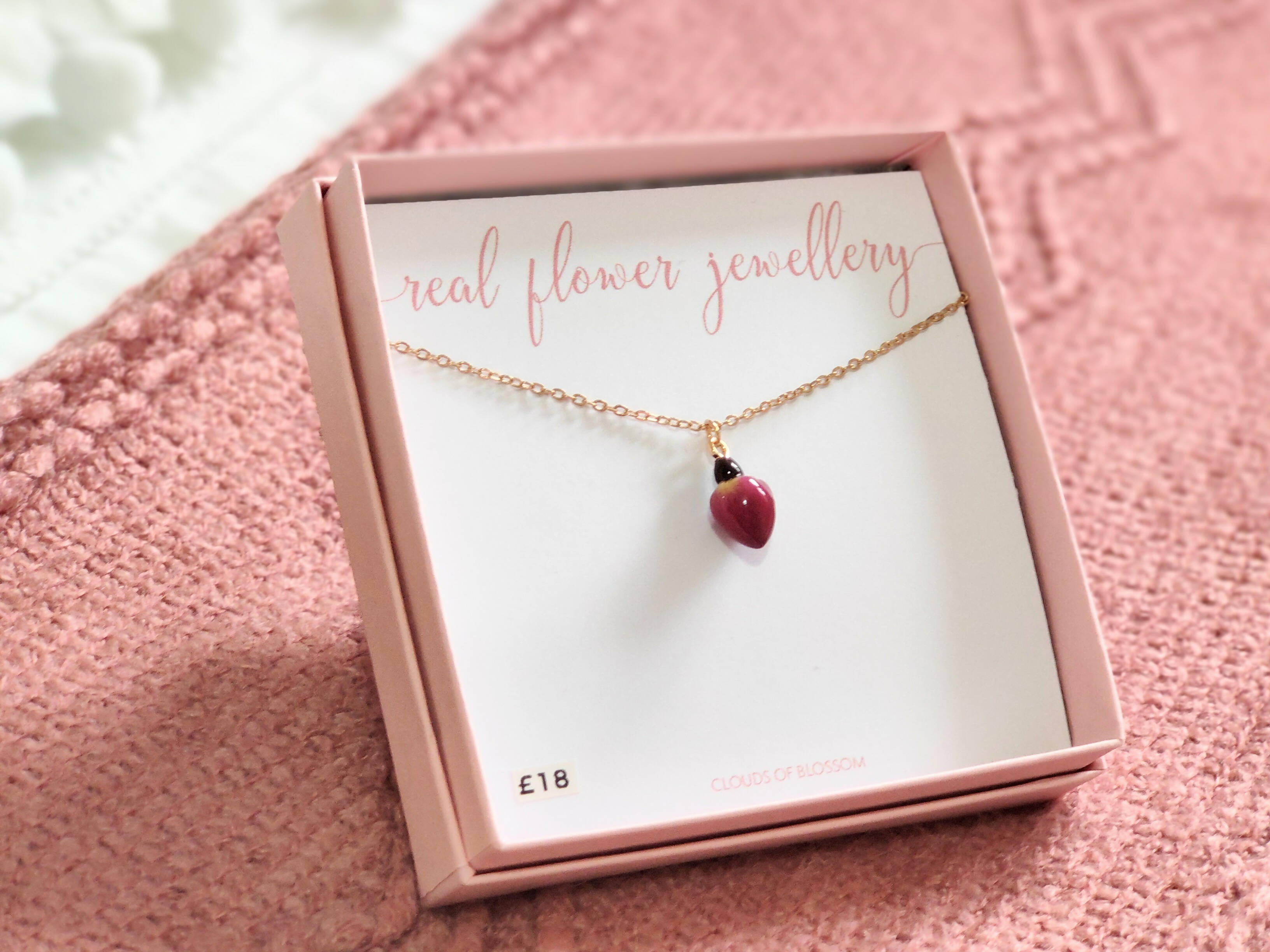 Small Red Rose Necklace Gold Plated