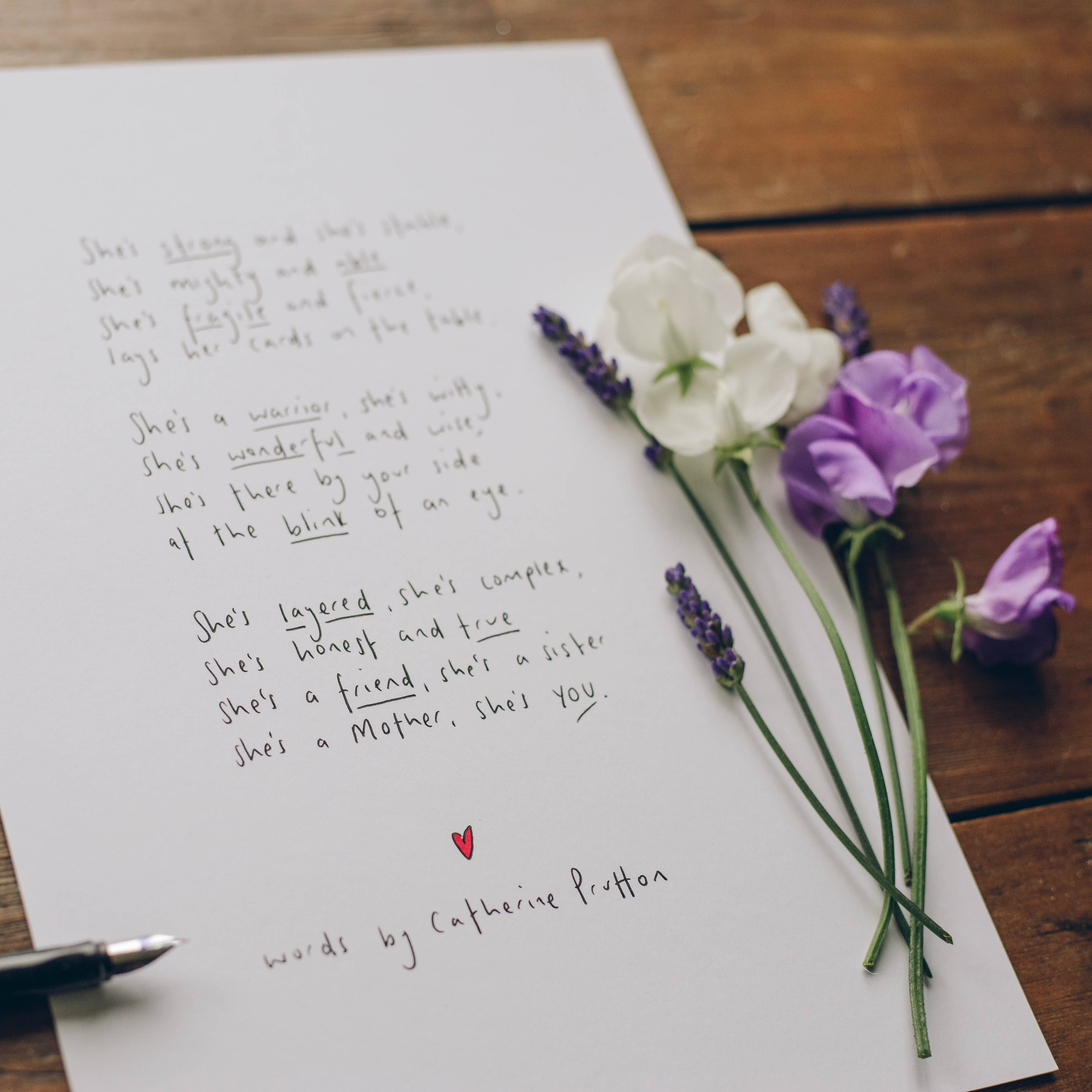 She - handwritten poem print
