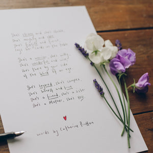'She' handwritten poem print