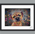 LARGE BORDER TERRIER DOG COLOUR SPLASH FRAMED ARTWORK.