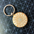 Hand Painted Dot Mandala Wooden Key Ring: Cobblestone Grey with White