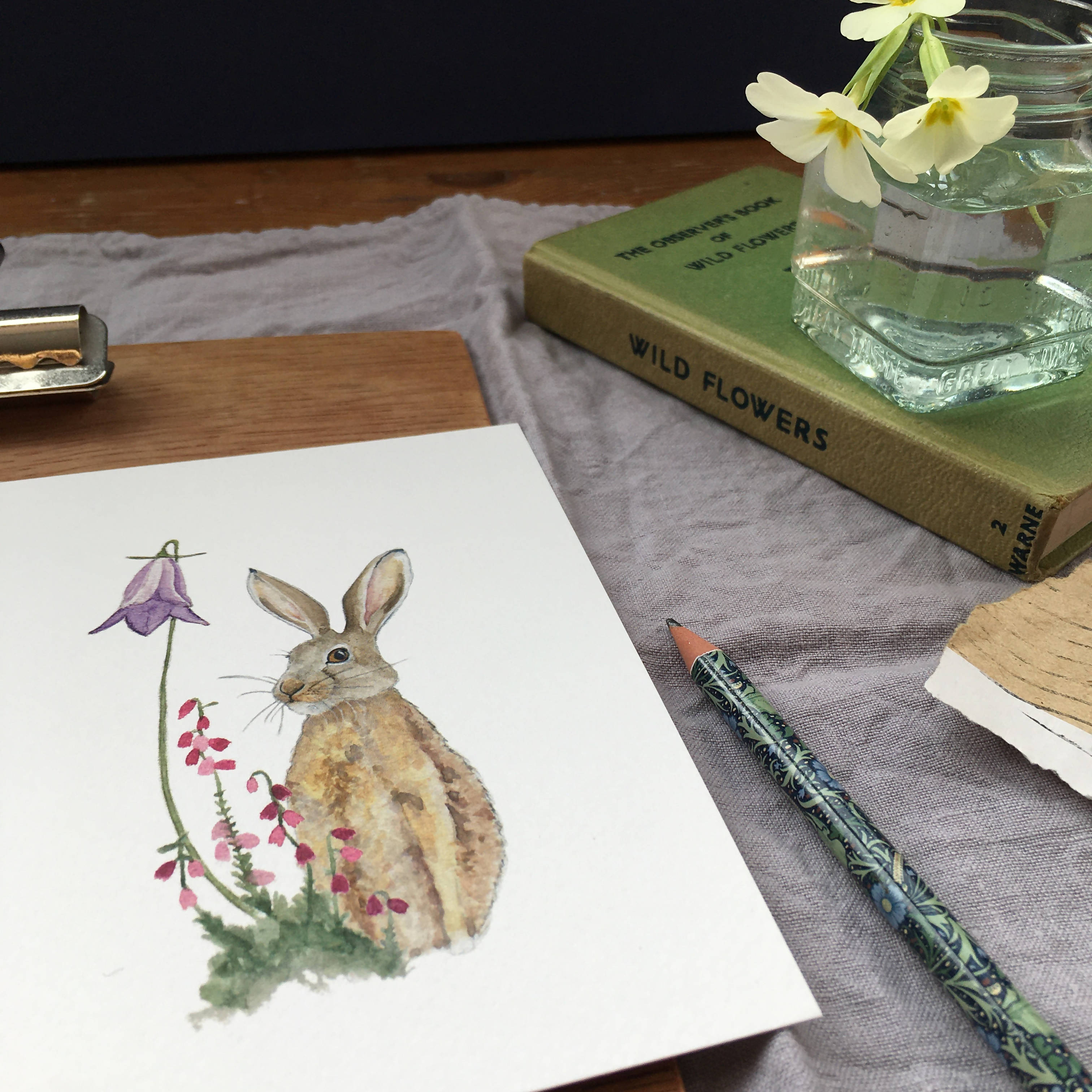 Hare and Bell Heather Card