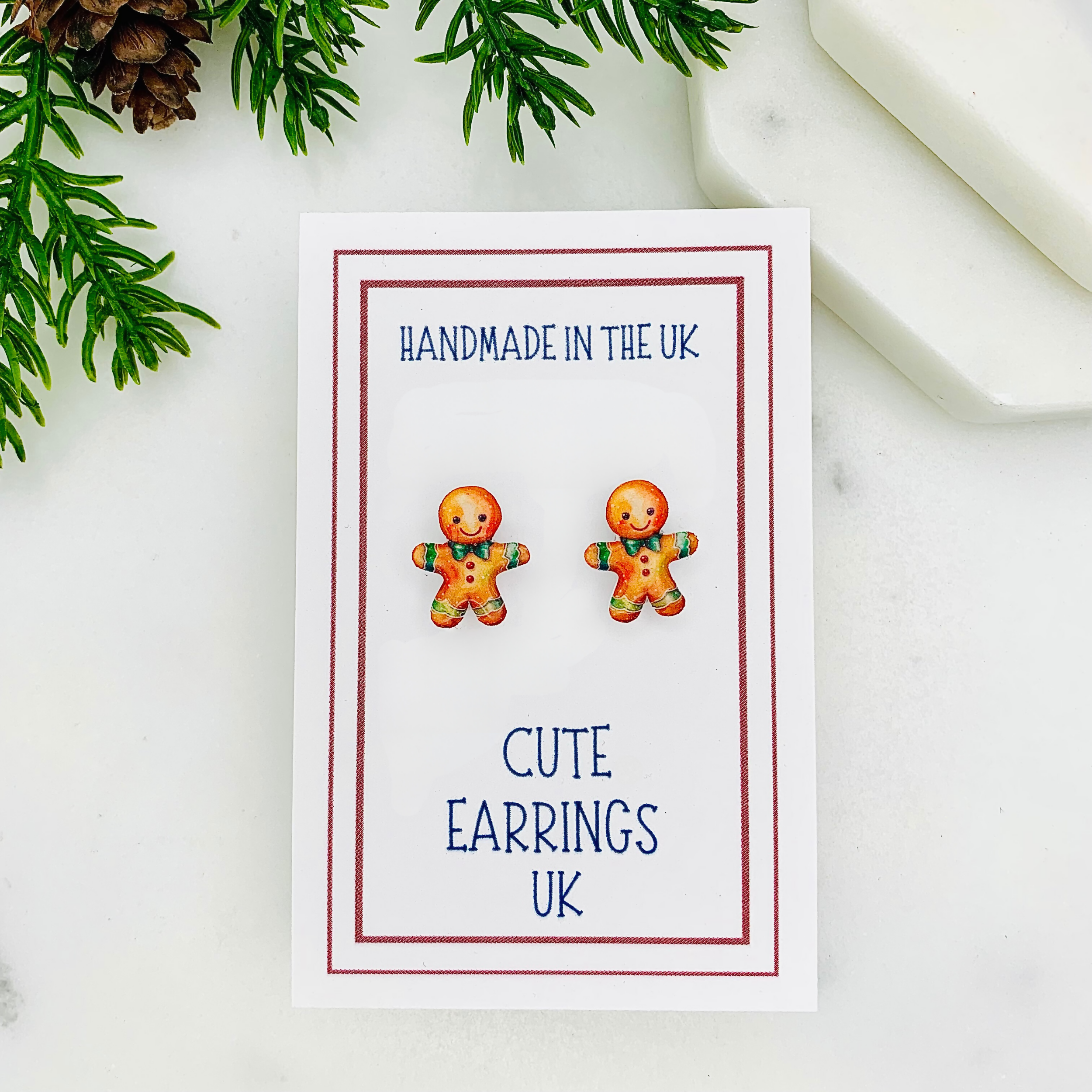 Gingerbread man Christmas Stud Earrings