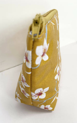 Mustard Floral Make Up Bag