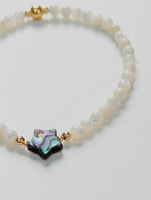 Abalone shell star with mother of pearl skinny bracelet - Handmade