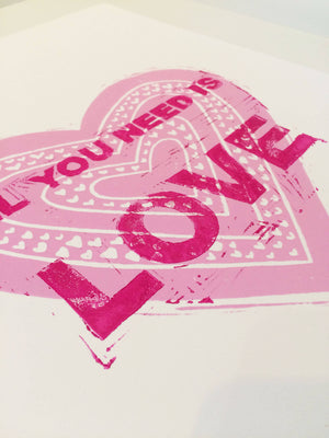 'All you Need is Love' Lino Print