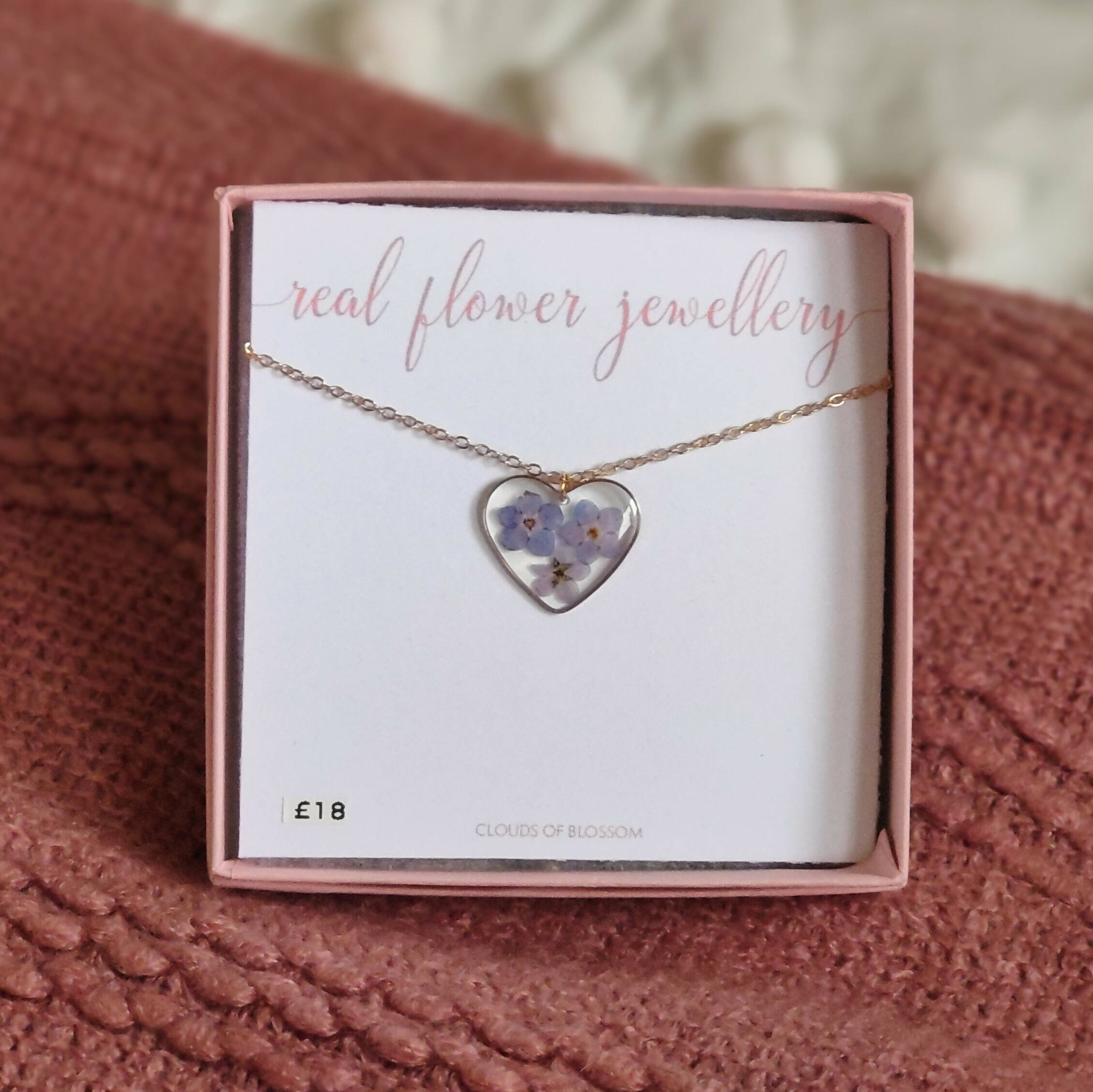 Forget Me Not Heart Necklace Gold Plated