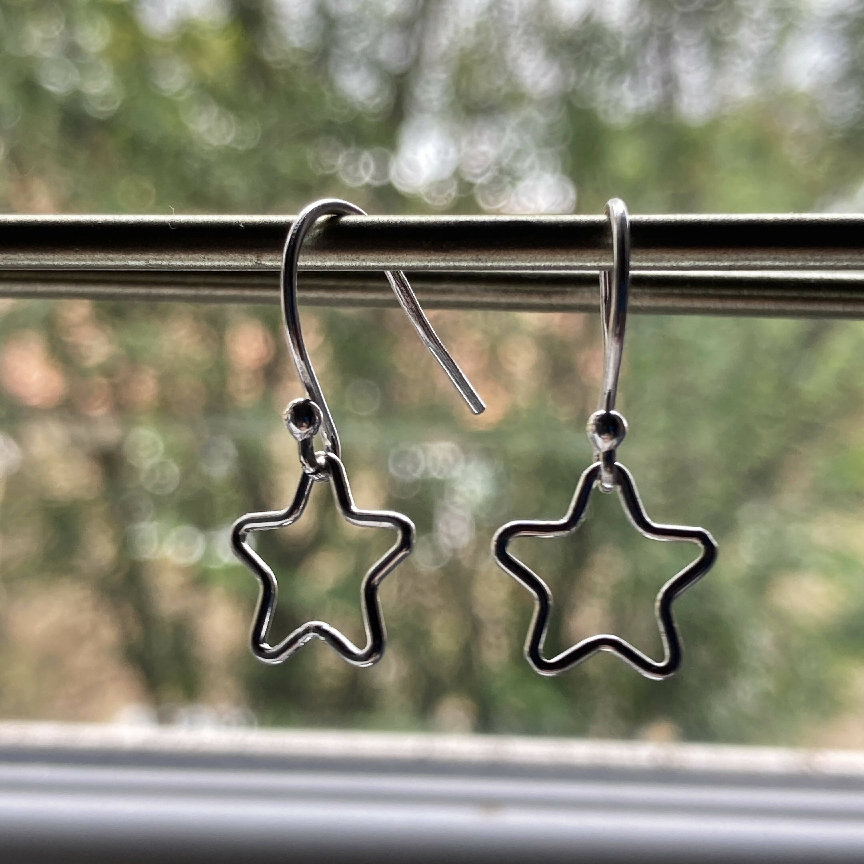 Silver Star Outline Earrings