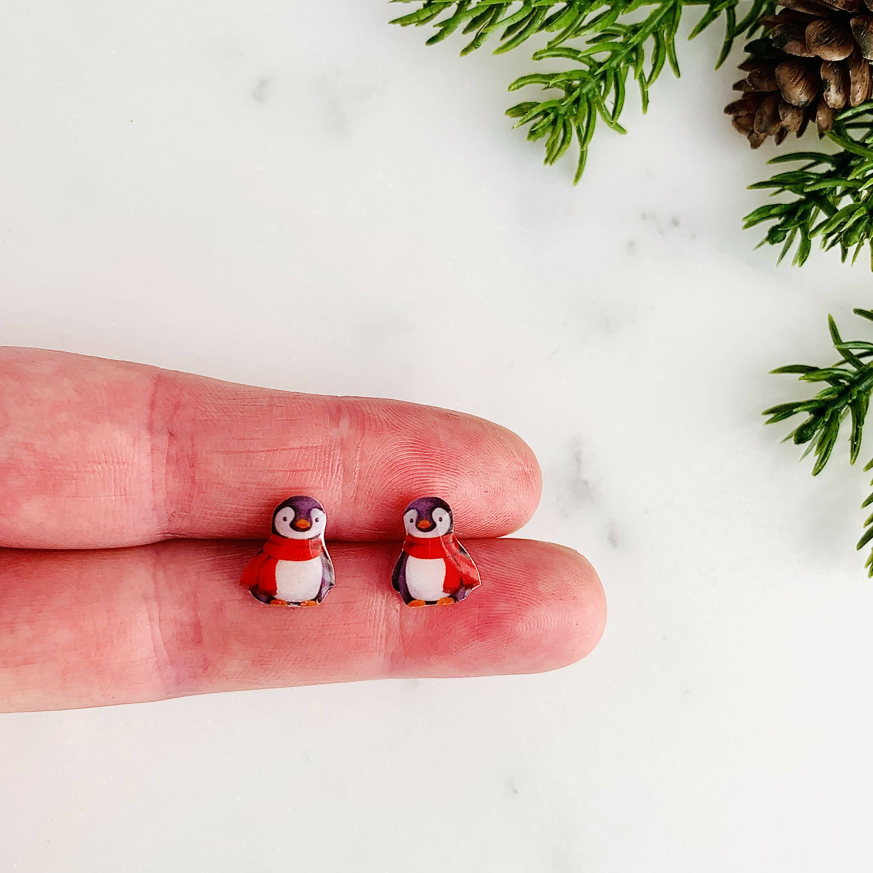 Penguin Christmas Stud Earrings.