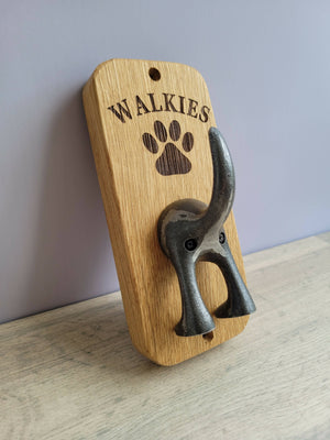 Dog Lead Hook, Walkies, Dog Walker Gift, Oak - 1025