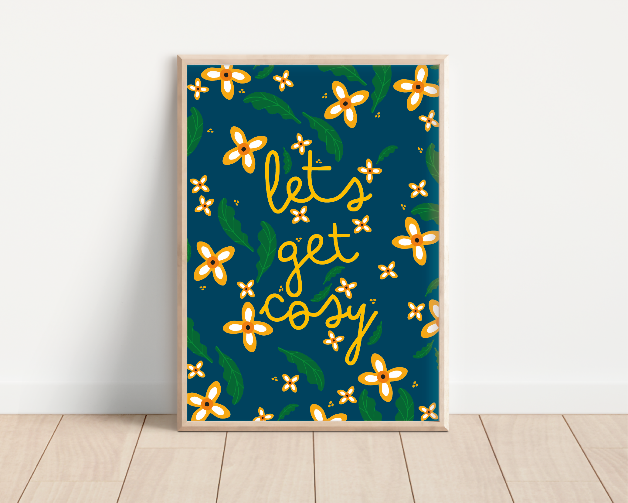 A4 Teal Lets Get Cosy Print