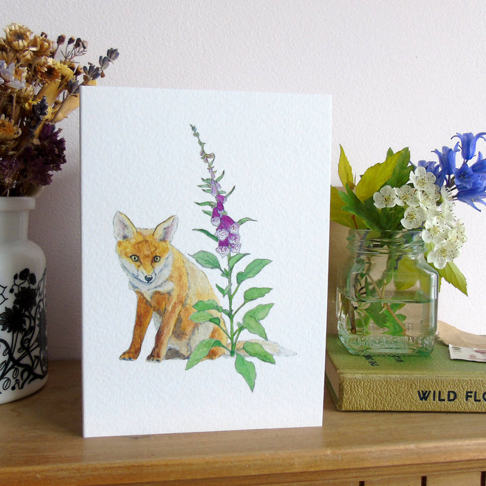 Fox and foxglove card