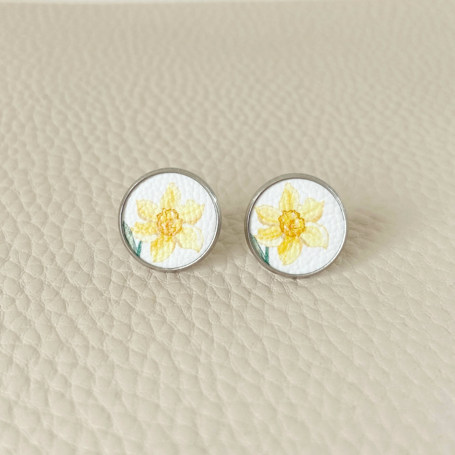 Daffodil Faux Leather Studs