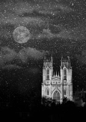 Beverley Minster in the snow (b/w)
