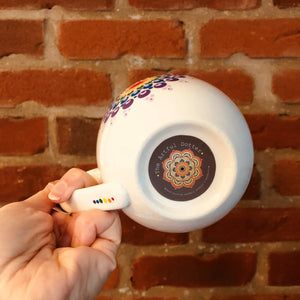 Hand Painted Dot Mandala Large Mug: Rainbow