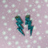 Flash Lightning Bolt Earrings in Light Blue Glitter