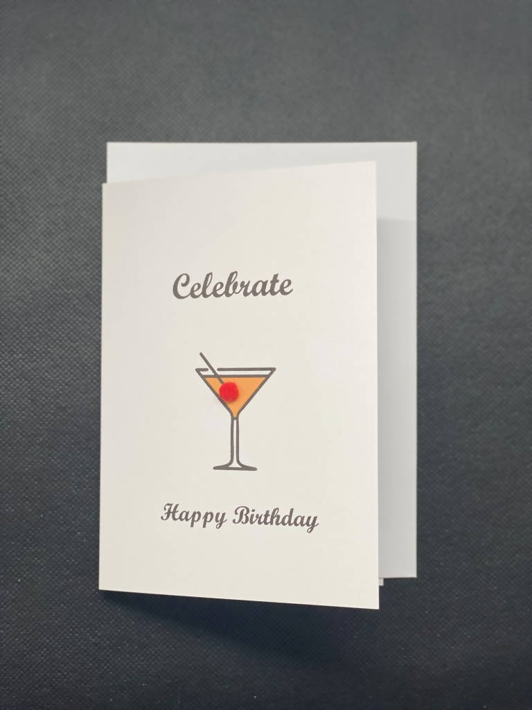 Celebrate Birthday Cocktail - Pom Pom greeting card