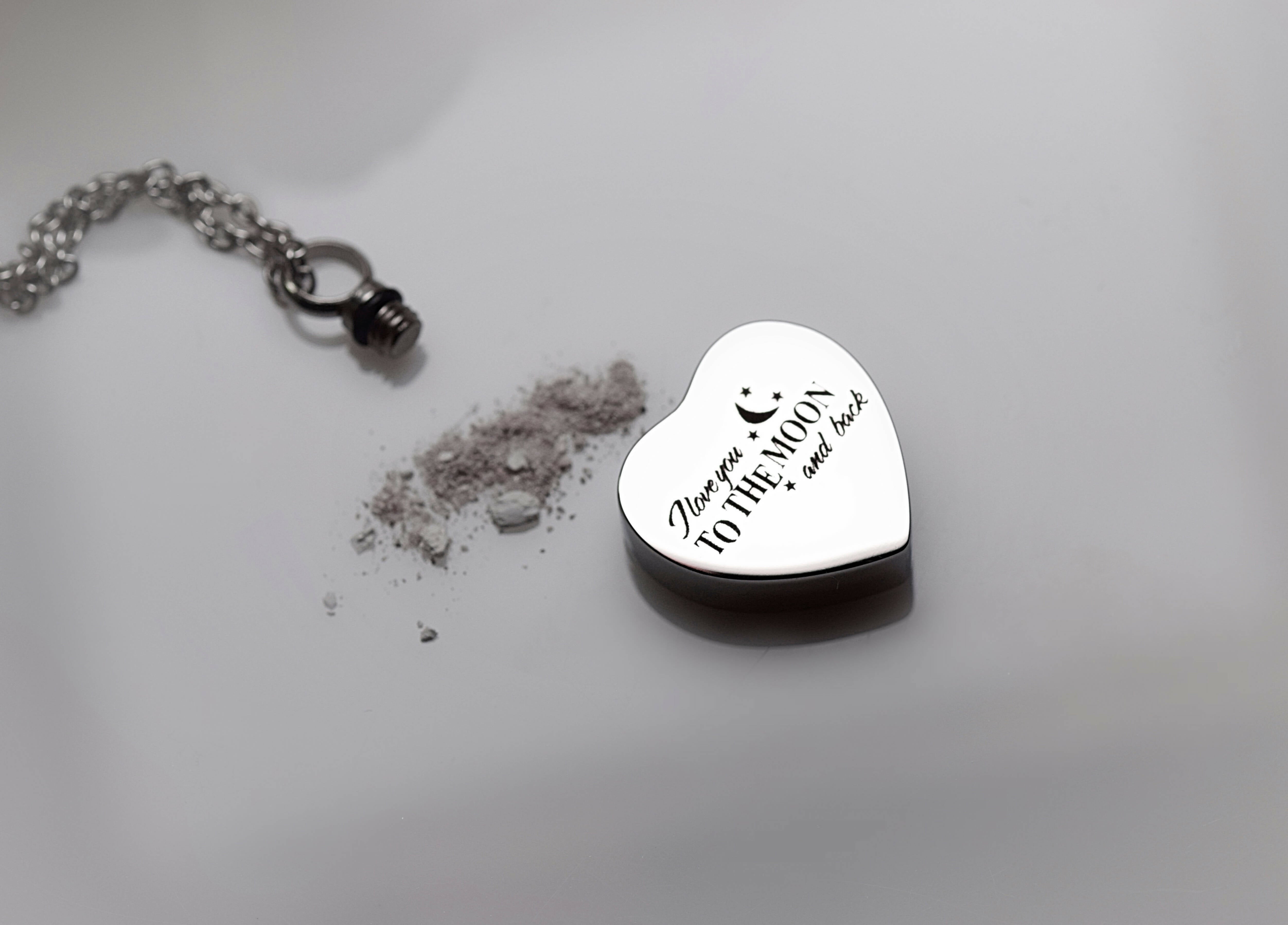 Stainless Steel Urn Pendant - 'I Love You to the Moon and Back'