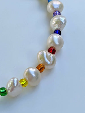 Rainbow freshwater pearl bracelet - Handmade