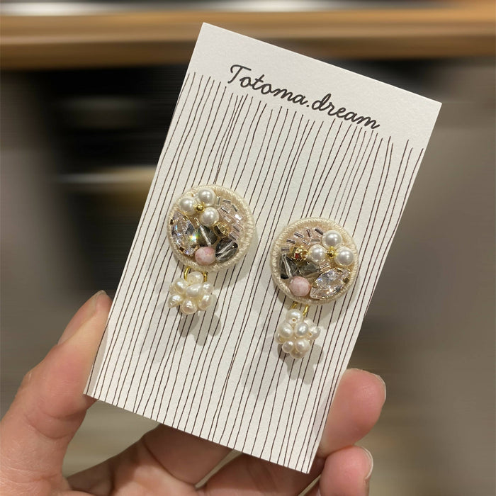 Cotton Ball Embroidery Earrings