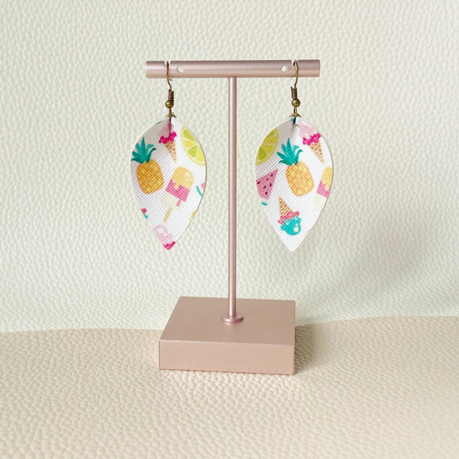 Summertime Print Pinched Leaf Earrings