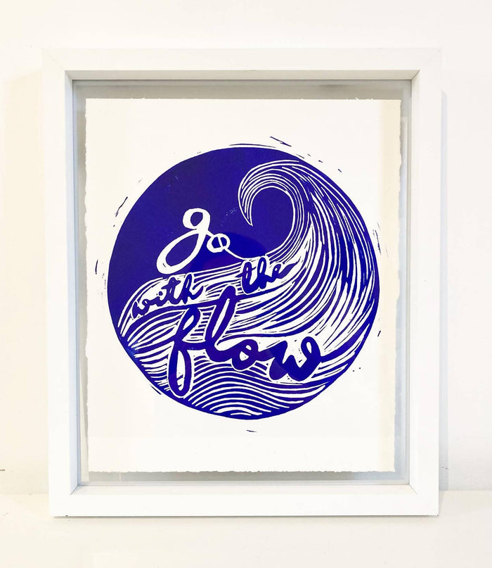 go with the flow - Lino Print