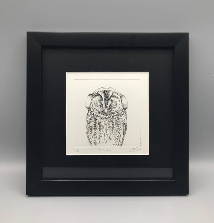 "Headspace" - Framed Limited Edition Copperplate Drypoint Engraving by Jenny Davies