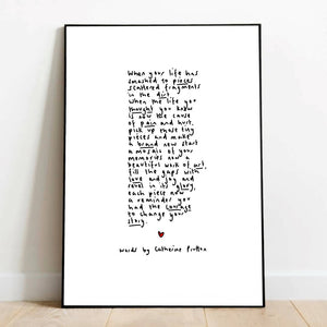 When your life has smashed to pieces Poem Print