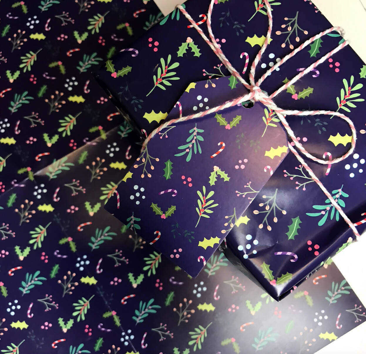 Christmas Wrapping Paper & Tags - Navy