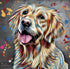 Golden Retriever Dog Colour Splash Mounted Artwork | Art & Soul