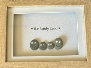 Our family Rocks with pebble faces - Small