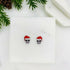 Skull In Christmas Hat Stud Earrings