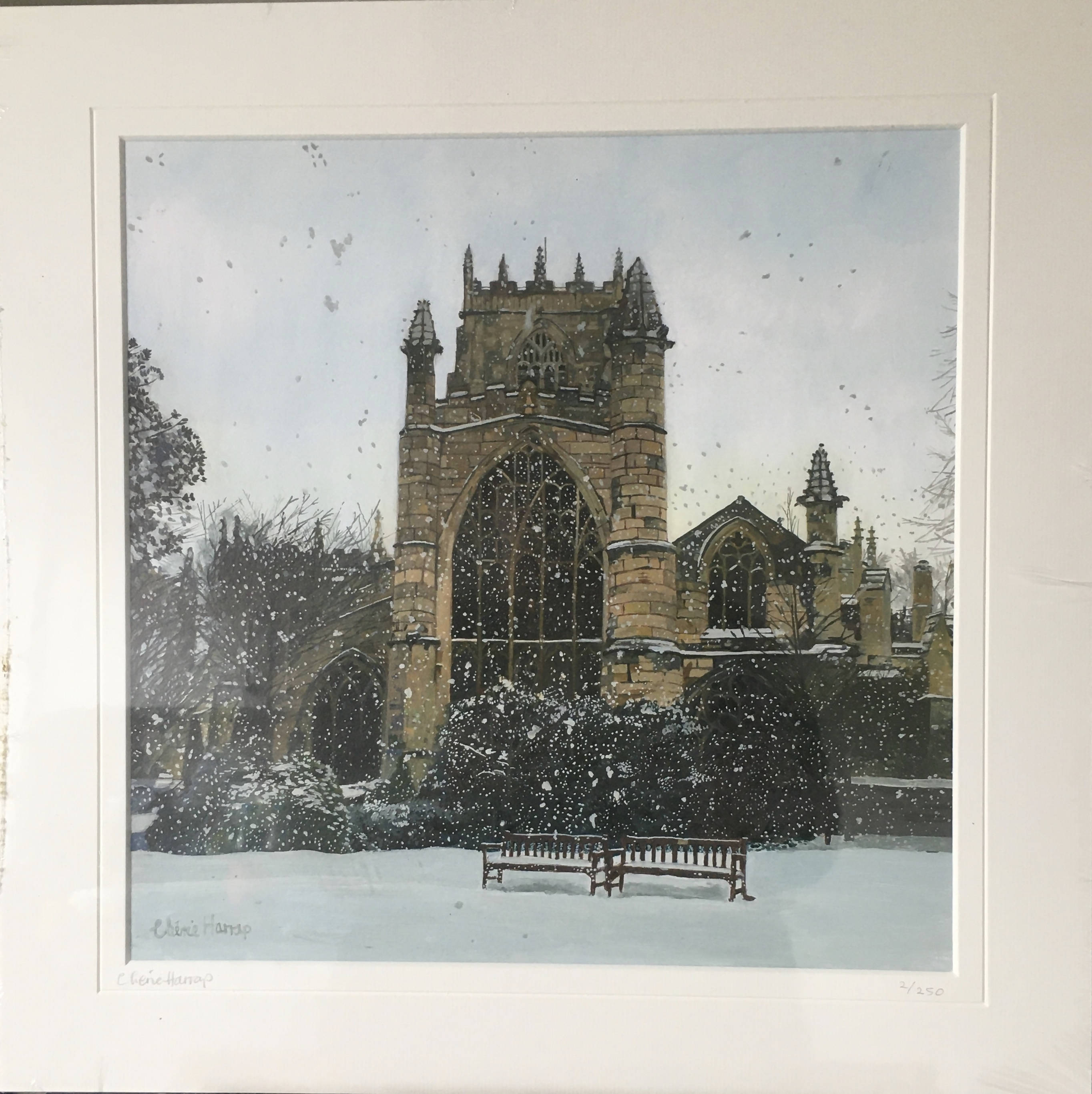 St Mary's in the Snow - St Mary’s Church, Beverley Giclee print 12”x12”