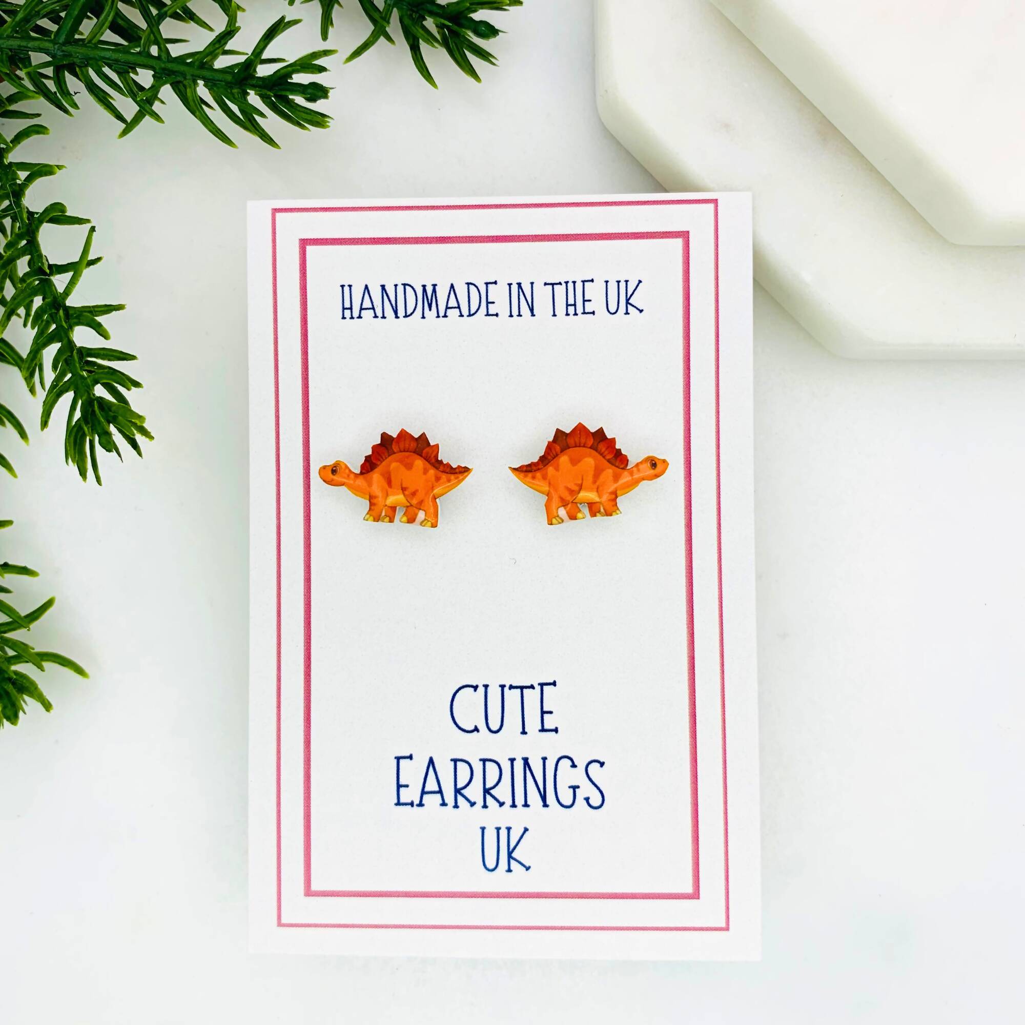 Stegosaurs Dinosaur Stud Earrings