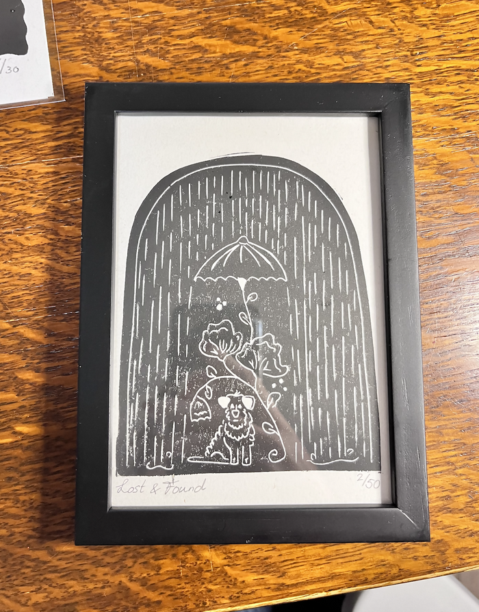 Lost and Found Original Lino Print (Limited Edition) Framed