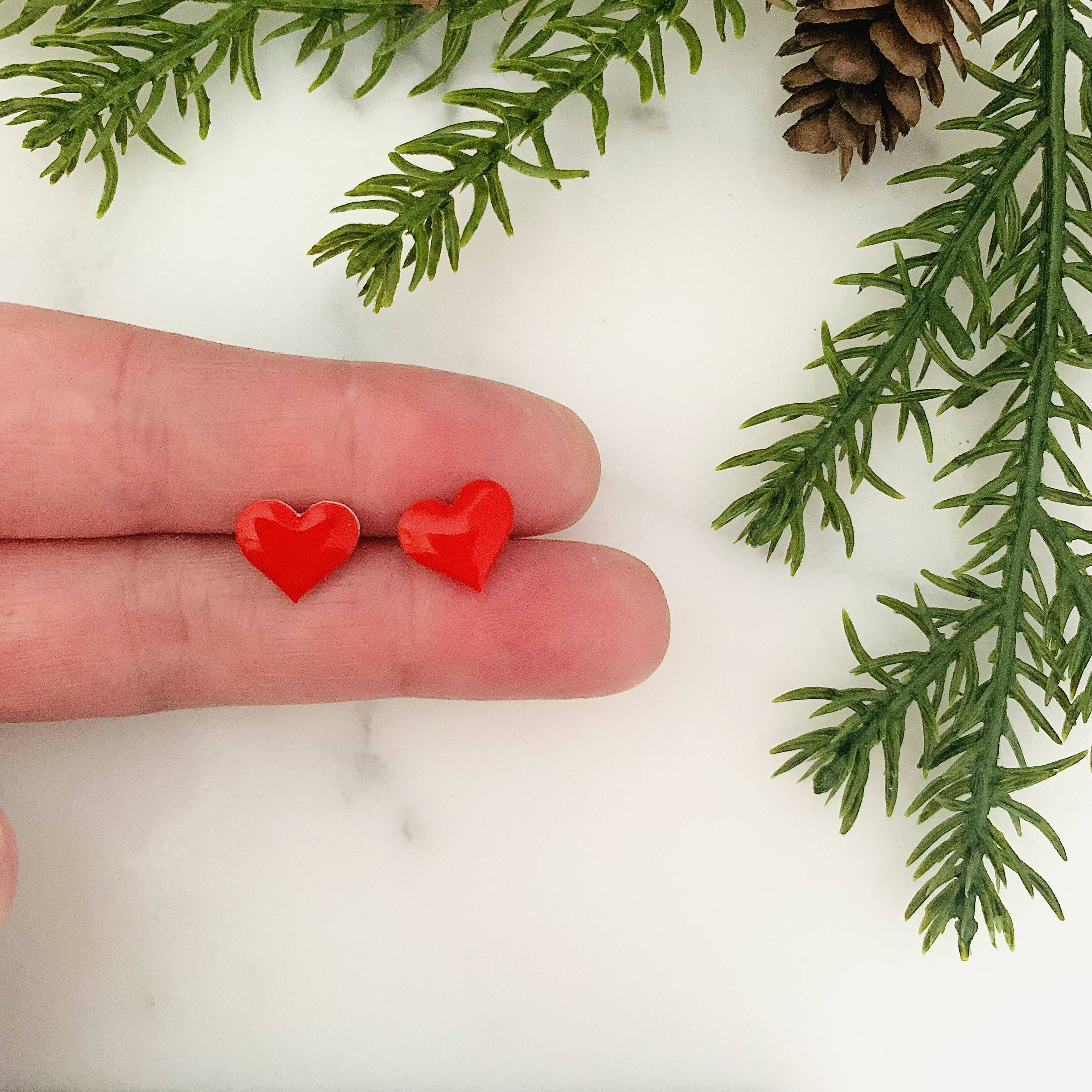 Red Heart Stud Earrings