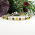 17cm Silver Plated Stacking Bracelet with 4mm Prenhite, Faceted Dyed Yellow Agate and Gold Haematite