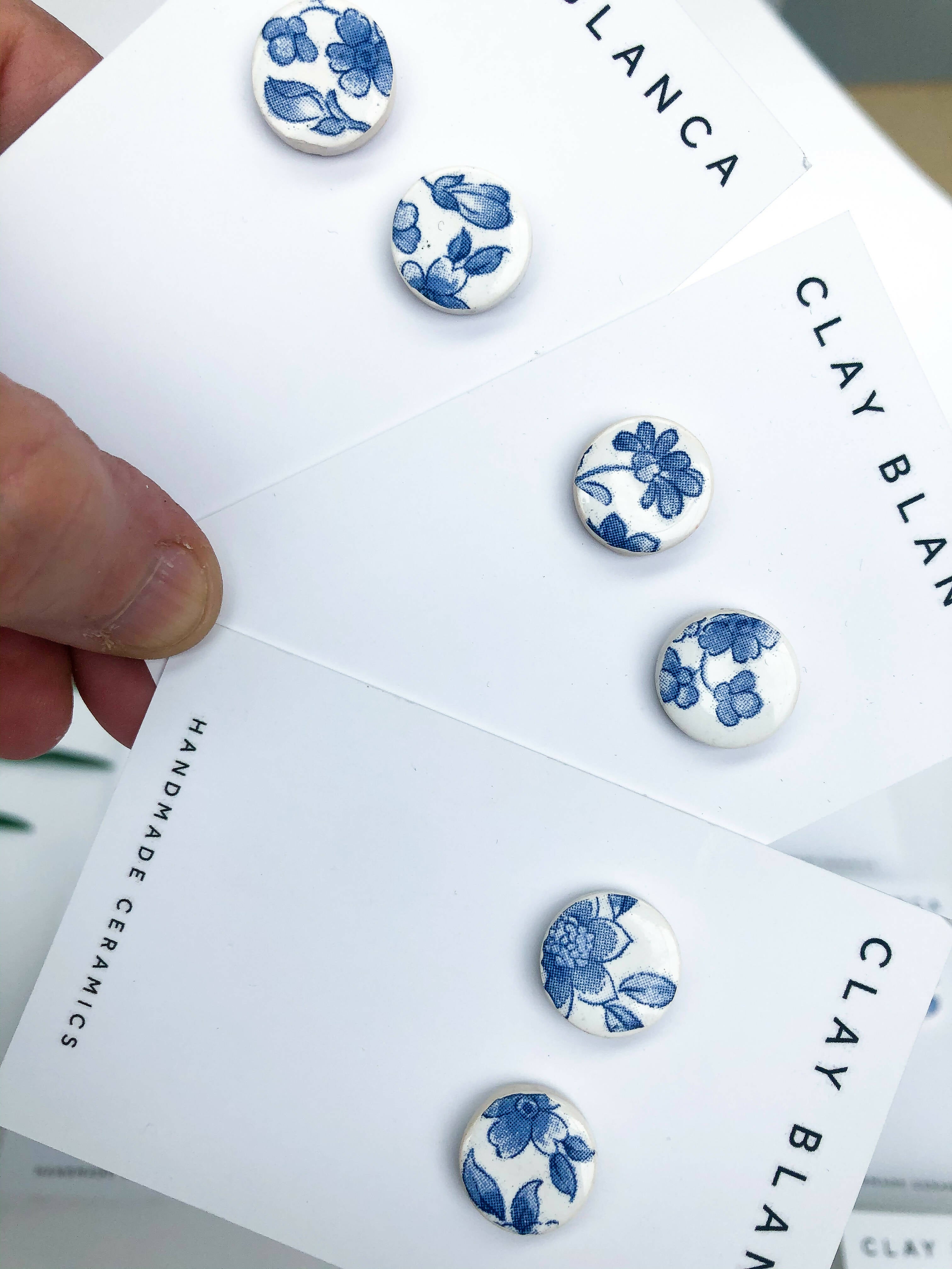 Blue China Studs for Elegant Everyday Wear | Art & Soul