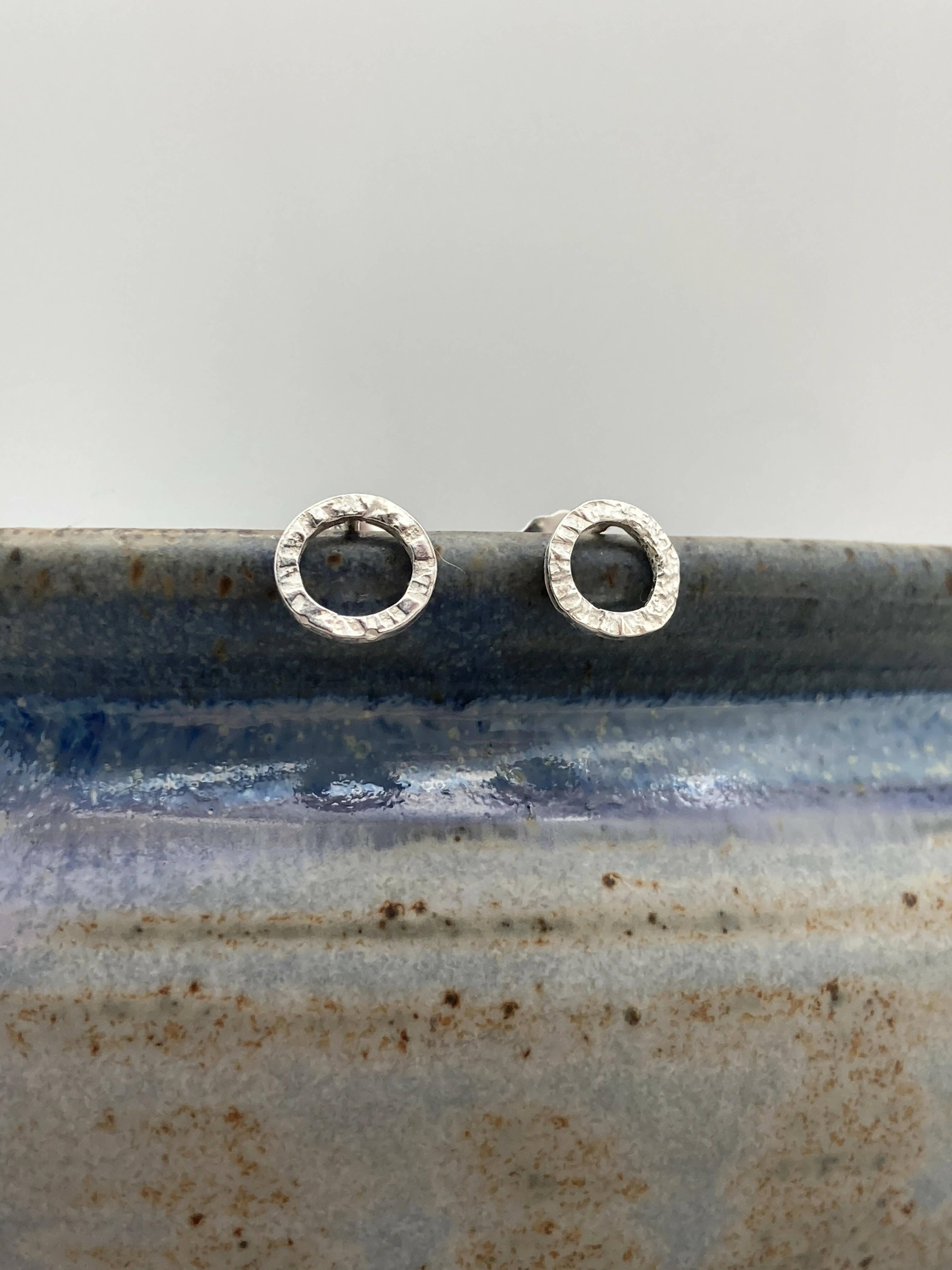 Textured Circle Silver Studs