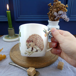 Fine bone china autumn hedgehog mug